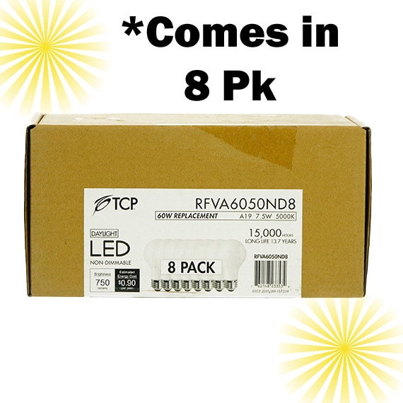 LED Daylight ND A19 750 Lm 60W 8 Pk  UL CAN-US