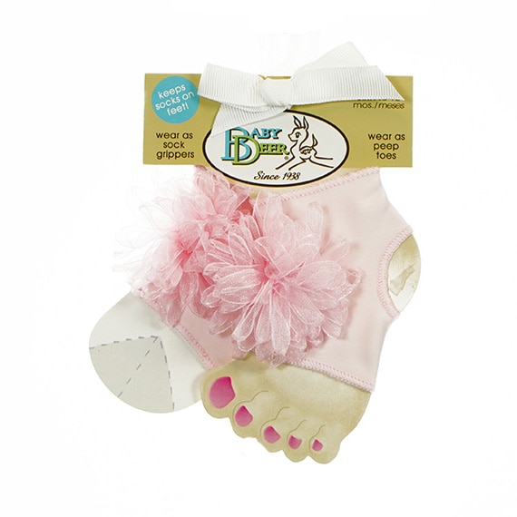 Baby Socks Peep Toe W/Flower Decal Pink 0-12M