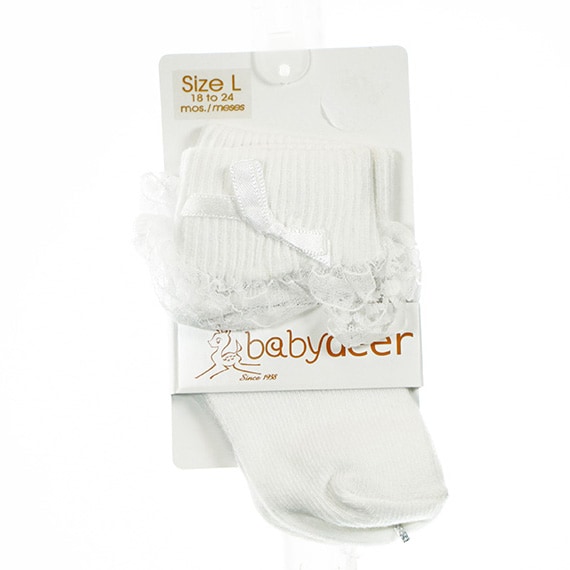DO NOT SELL Baby Socks White Bootie/Sheer Trim L 18-24M