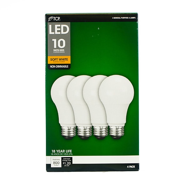 LED Light Bulbs 60W Equiv A19 ND Soft White 4PK UL CAN-US