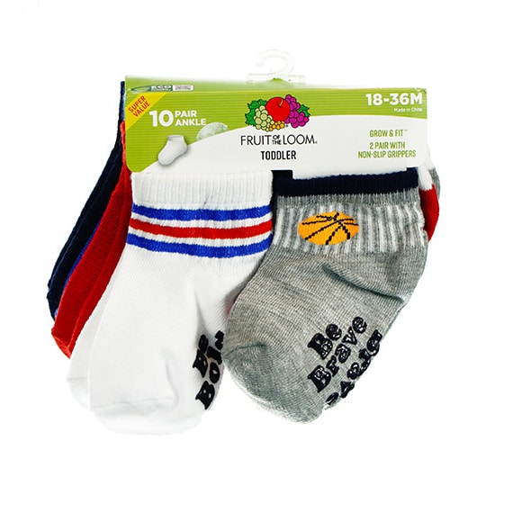 RO-Fruit Of The Loom Ankle B 10Pk Grow Retro 18-36 Months
