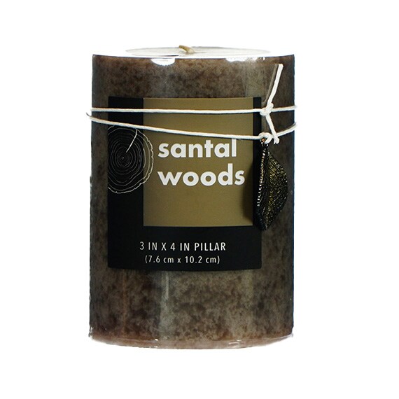 Candle Mottled Pillar 3X4 Santal Woods