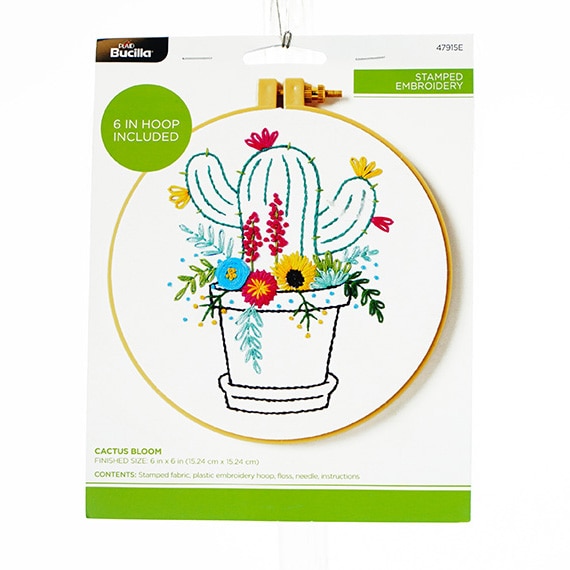 Stamped Embroidery Kit -Cactus Bloom