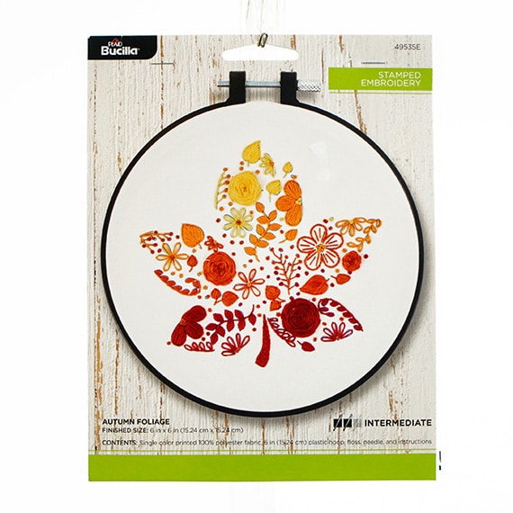 Stamped Embroidery Kit -Autmn Foliage