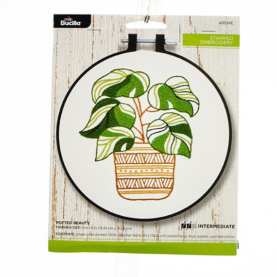 Stamped Embroidery Kit -Potted Beauty