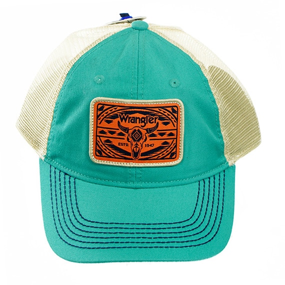 Cap Wrangler Skull Ladies Mesh Teal/Beige OSFM
