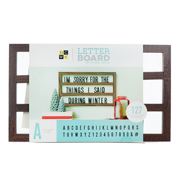 Letter Board Backless Frame Walnut 127 Characters 20X12