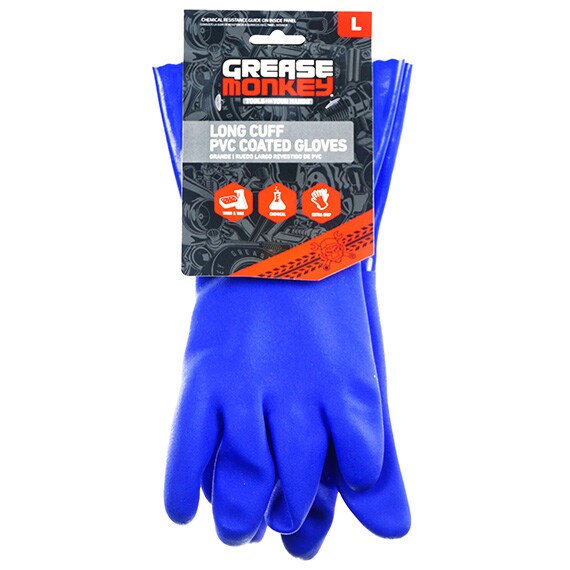 Glove Pvc Coated Long Cuff Blue Large
