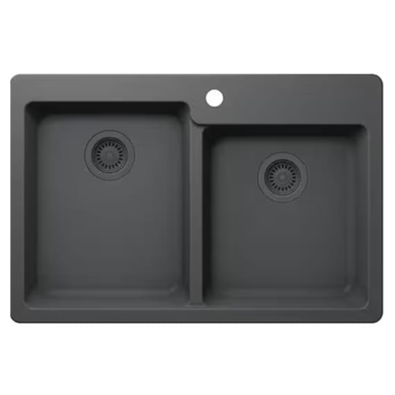 Sink Drop-In 60/40 Double Bowl Gray Granite Comp 33x22x9.5