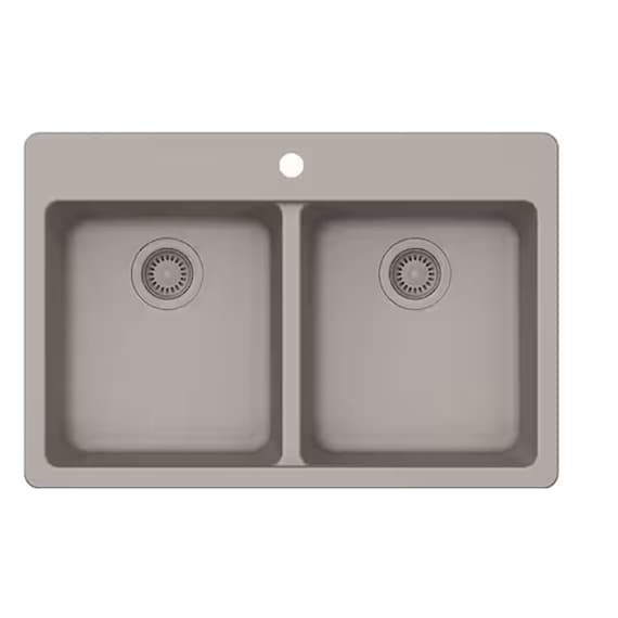 Sink Drop-In 50/50 Double Bowl Taupe Granite Comp 33x22x9.5