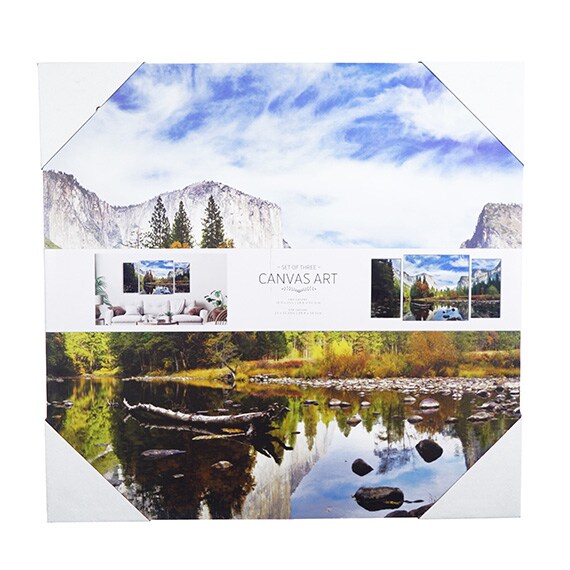 Wall Art Mountain Lake 3PC 2-10.5X21
