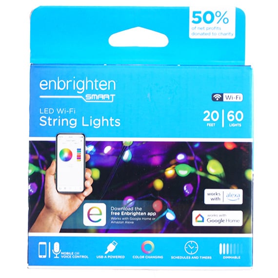 -RLO String Fairy Lights, Wifi, RGB, 20Ft, 4PC Tray
