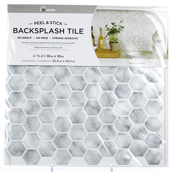 -RA Hexagon Marble Peel & Stick Backsplash 4 Tiles 10x10