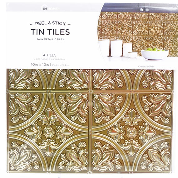 Chelsea Bronze Peel & Stick Tin 4 Tiles 10x10