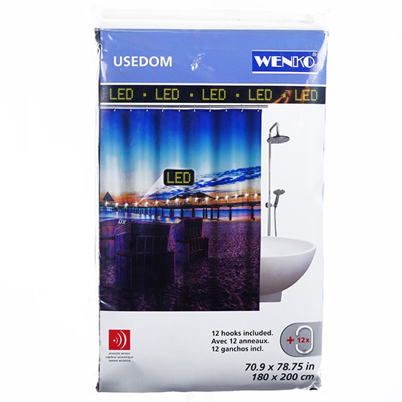 Led Lighted Shower Curtain Usedom 70.9x78.75” w/Hooks -RSO