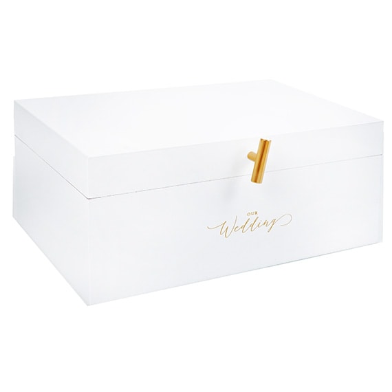 Wedding Card Box White Gold Handle, 6.5x14x110
