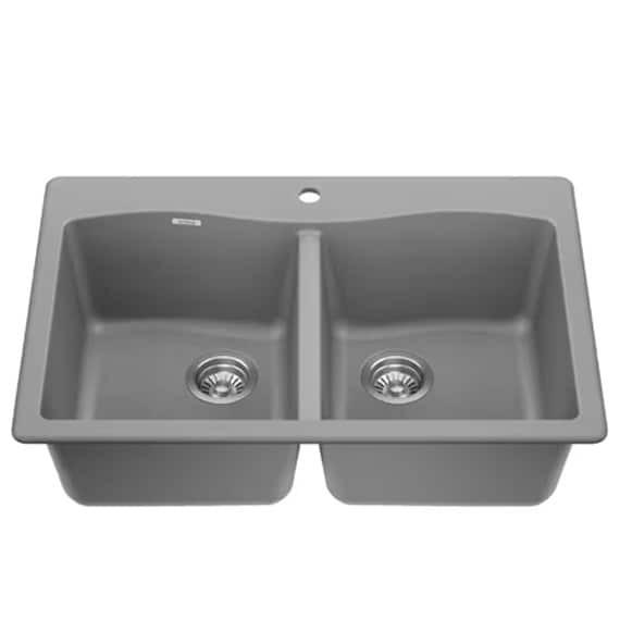 50/50 Double Bowl Dual Mount Black 33x22x9.5