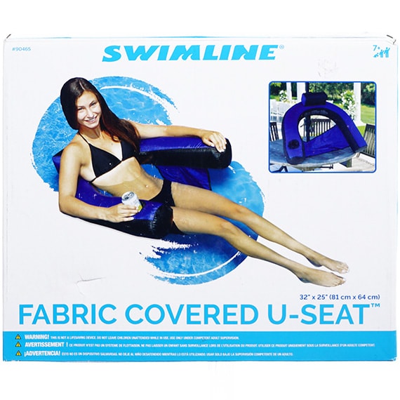 -RSLA Pool Float Fabric Covered U-Seat With Cup Holder Blue