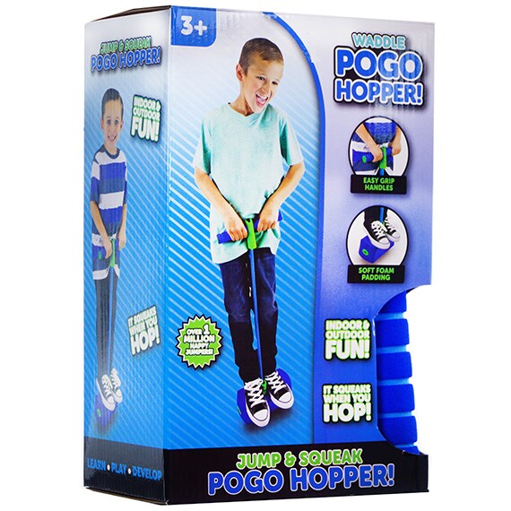 Pogo Hopper Jump & Squeak -Blue, Age 3+ 11x7in